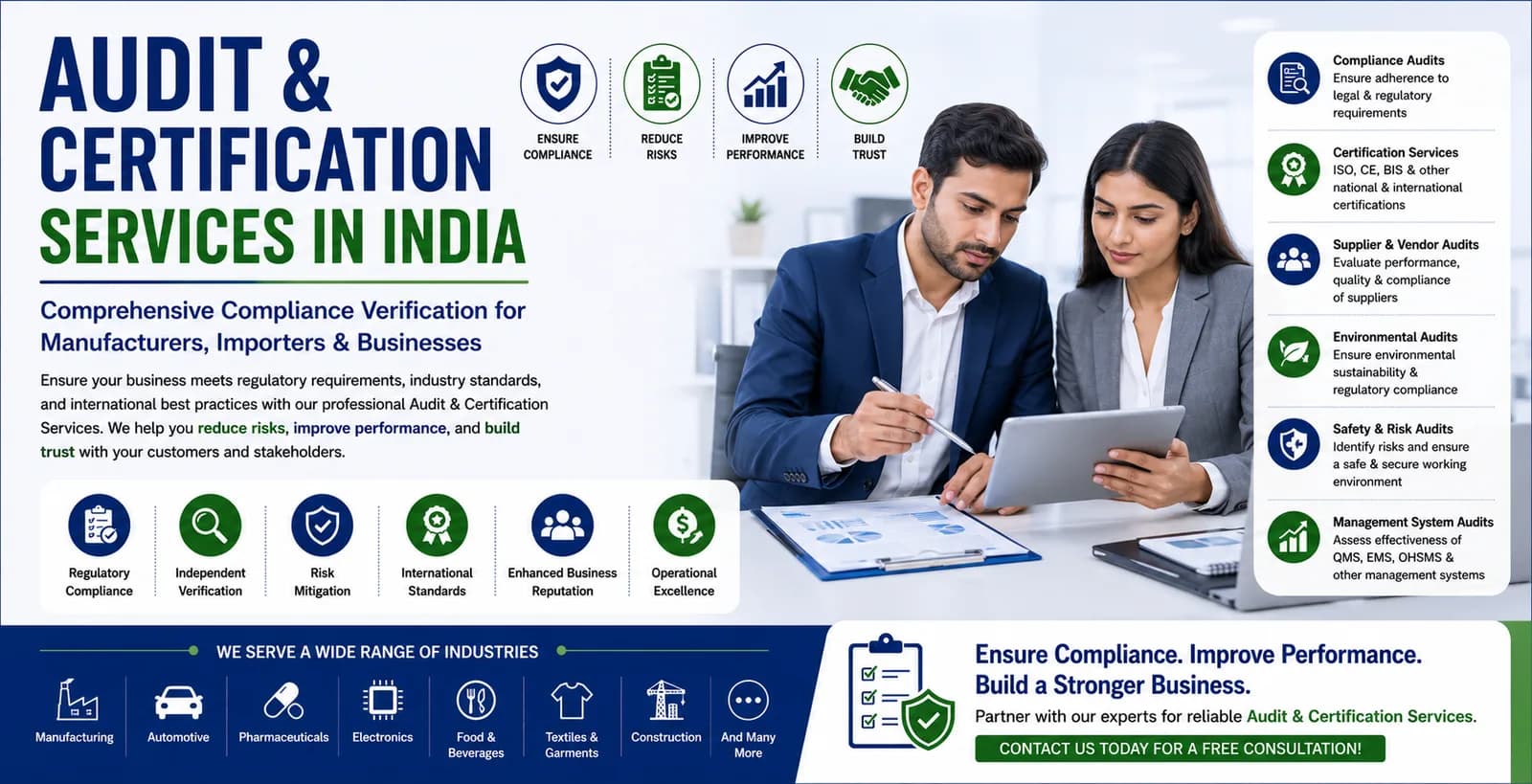 Audit and Certification Services in India — Compliance verification for manufacturers and businesses