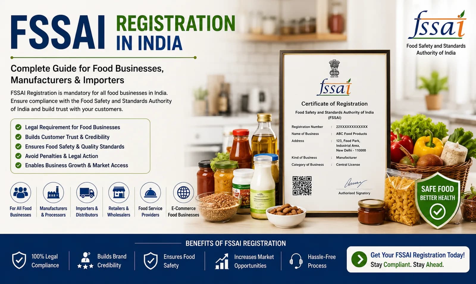 FSSAI Registration in India — Food business licensing and compliance
