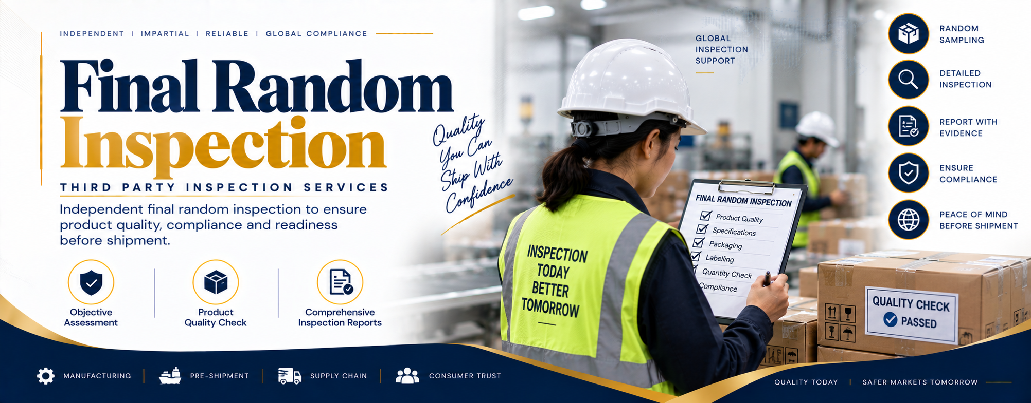 Final Random Inspection (FRI) Services in India — Independent AQL-based inspection of finished, packed goods before shipment